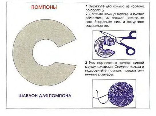 Делаем шаблон для помпона. Шаблон для помпона своими руками. Полосатый помпон.